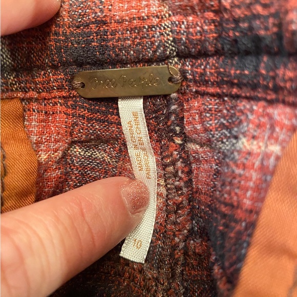 NWT Free People Red Combo Plaid Pants - Picture 6 of 9